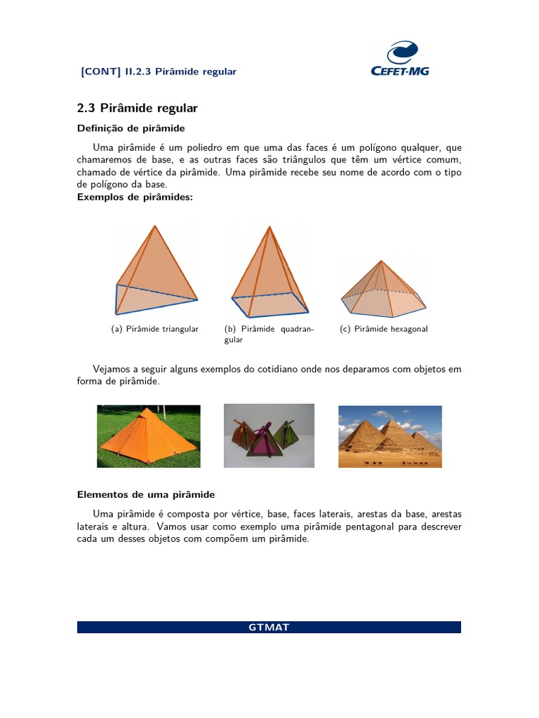 CONT) II.2.3 Pirâmide Regular, PDF, Triângulo