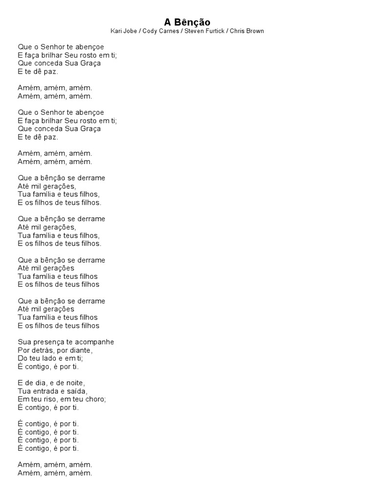 Letra completa da musica deus eu tenho tantas benãos em inglês