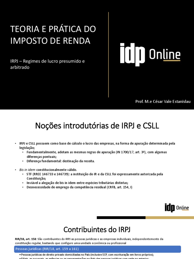 IRPJ - Lucro Presumido e Arbitrado | PDF | Imposto de Renda | Impostos