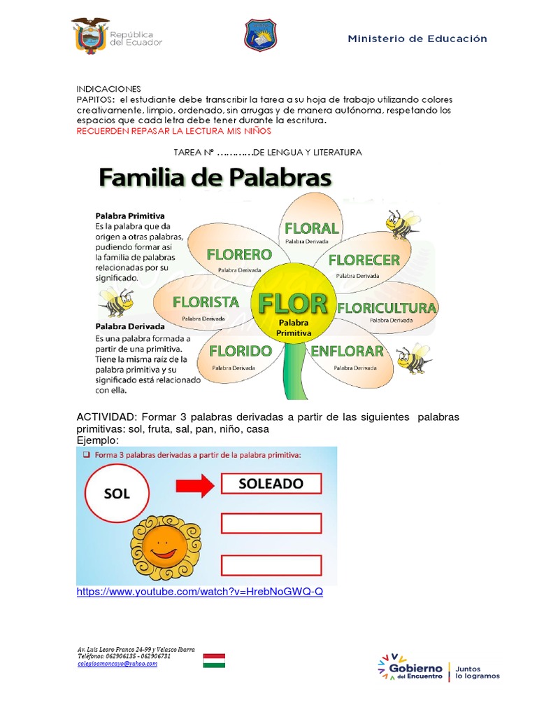 Actividad de Familias de Palabras | PDF | Artes del Lenguaje y ...