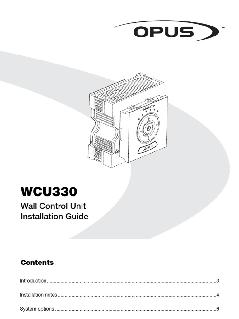 Opus Wcu330 Installation Guide 1 Electrical Connector