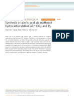 Synthesis of Acetic Acid from CO2 Using Methanol Hydrocarboxylation