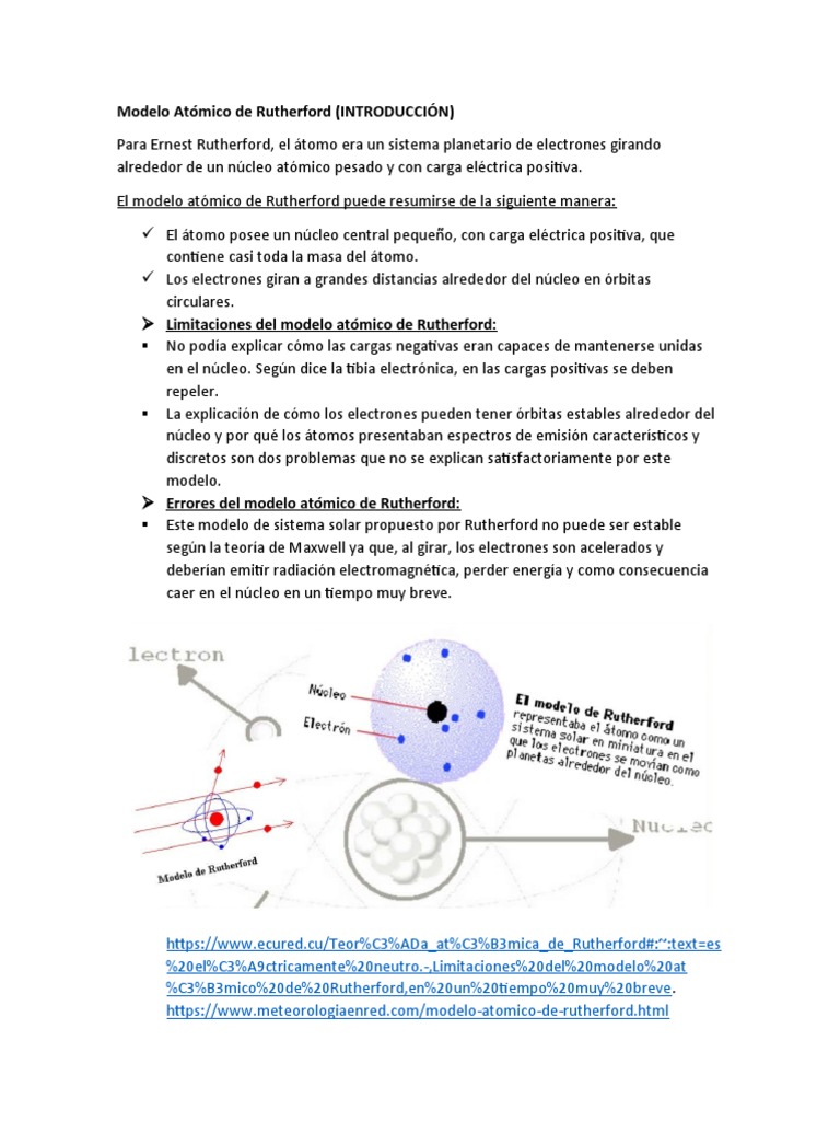 Limitaciones del Modelo Atómico de Rutherford | PDF