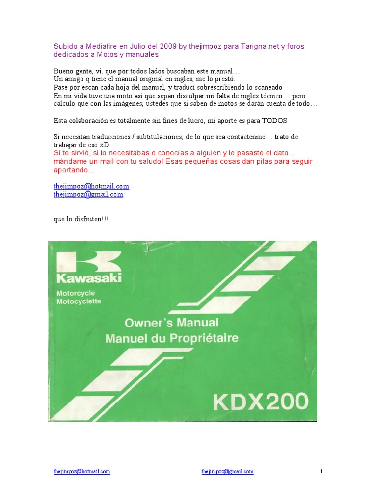 KDX 200 Manual en Español by Thejimpoz PDF Bienes manufacturados