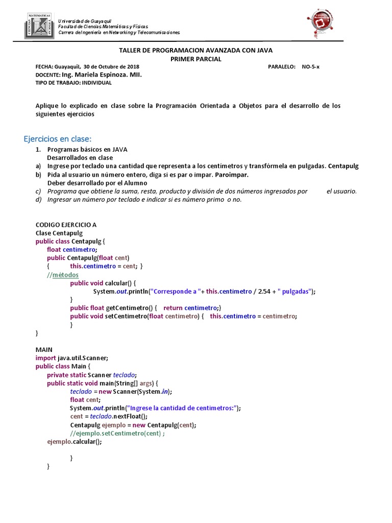 Ejercicio 1 A Desarrollar | PDF | Java (lenguaje de programación ...