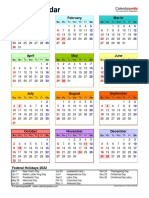 2022 Calendar Portrait Year at A Glance in Color