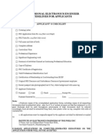 Professional Electronics Engineer Guidelines For Applicants: Applicant' S Checklist
