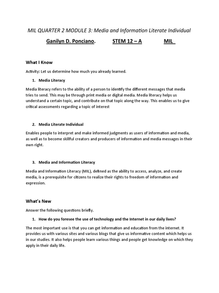 Understanding Media Literacy Essentials | PDF | Mass Media | Media ...