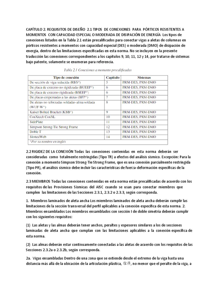 Aisc 358-16 Capítulo 2 | PDF