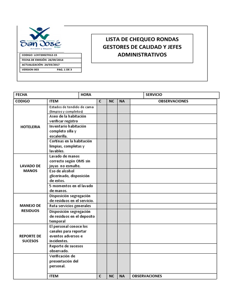 Formato de Rondas de Seguridad | PDF | Especialidades Medicas ...