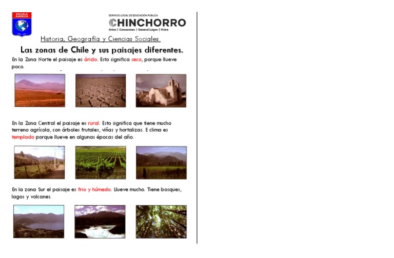 Paisajes de Chile para Primeros Básicos | PDF | Viajes y turismo ...