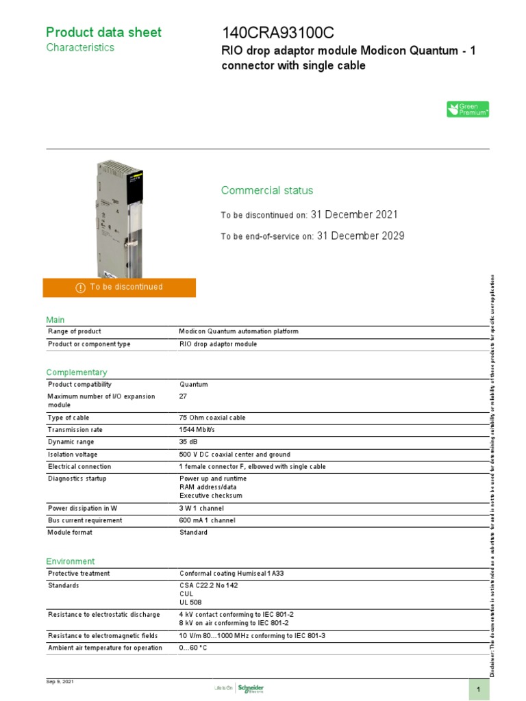 Modicon Quantum RIO Module Info | PDF | Electrical Connector | Coaxial ...