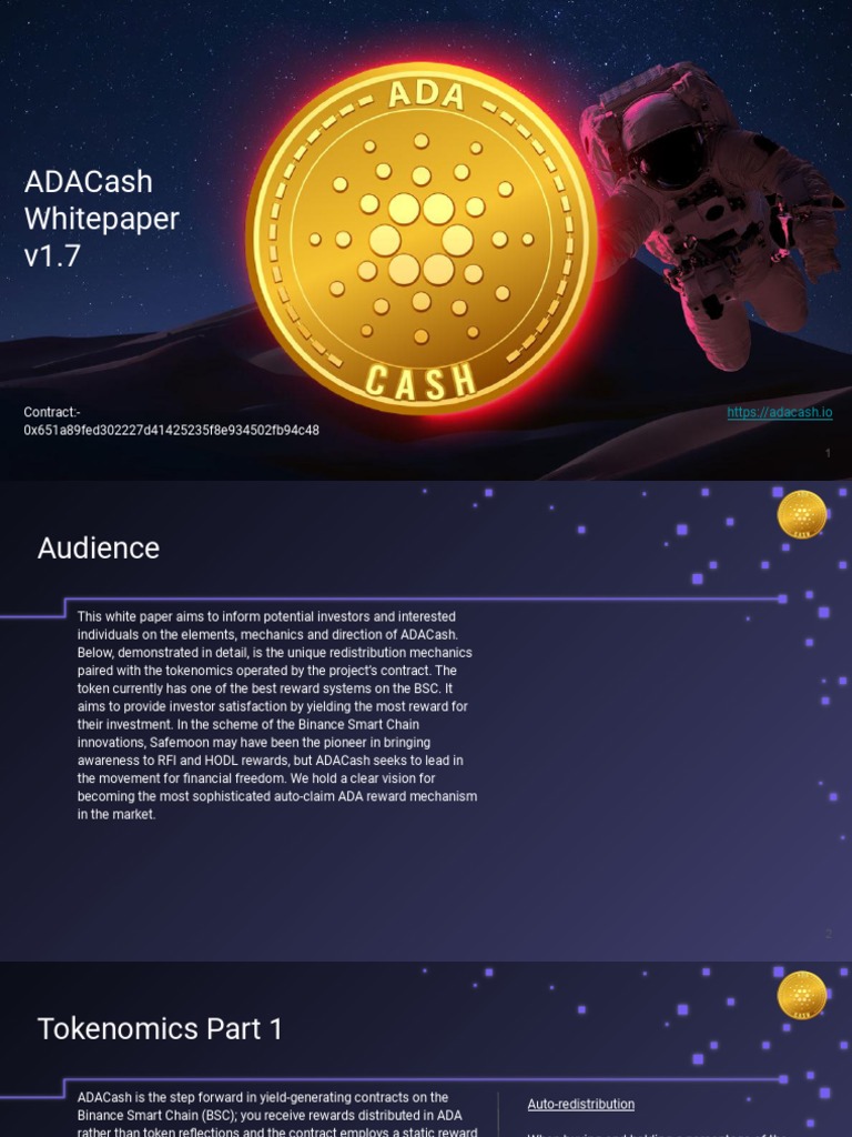 ADACash Tokenomics and Rewards System | PDF | Cryptocurrency | Dividend