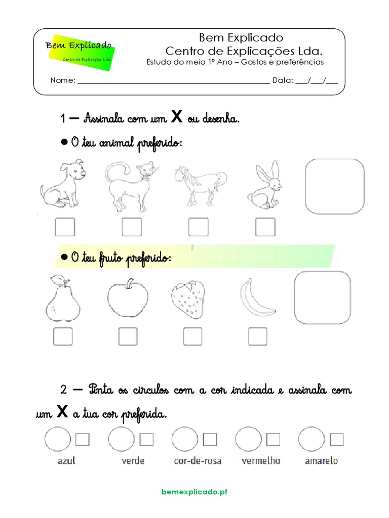 Atividades sobre Gostos e Preferências | PDF