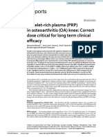 Platelet Rich Plasma (PRP) in Osteoarthritis (OA) Knee: Correct Dose Critical For Long Term Clinical Efficacy