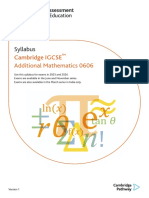 Syllabus: Cambridge IGCSE Additional Mathematics 0606