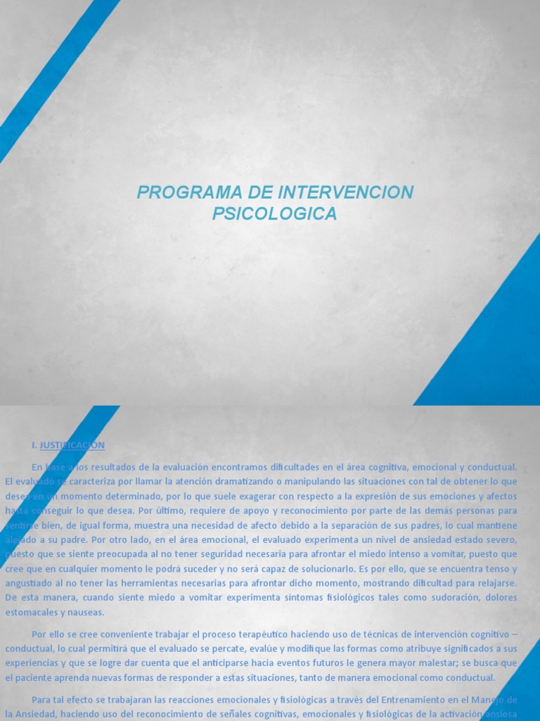 Programa de Intervención Psicológica | PDF | Las emociones | Ansiedad
