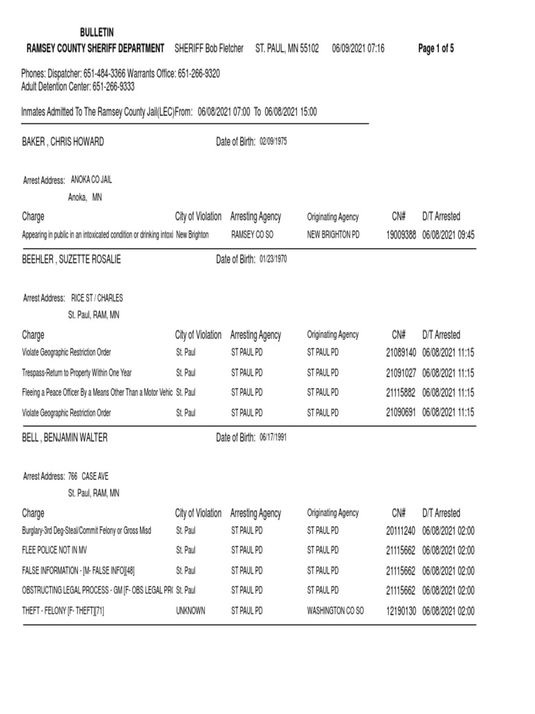 Booking Report June 8 0700 - June 8 1500-1 | PDF | Assault | Driving ...