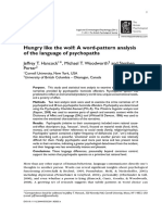 Jeffrey t Hancock Hungry Like the Wolf a Wordpattern Analysis of the Language of Psychopaths