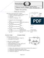 Physics Test DC Voltage: Exercise 1 (3 Points) Multiple Choice Questions