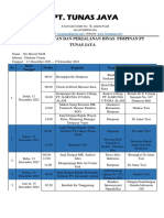 Agenda Kegiatan Dan Perjalanan Dinas Pimpinan PT Tunas Jaya