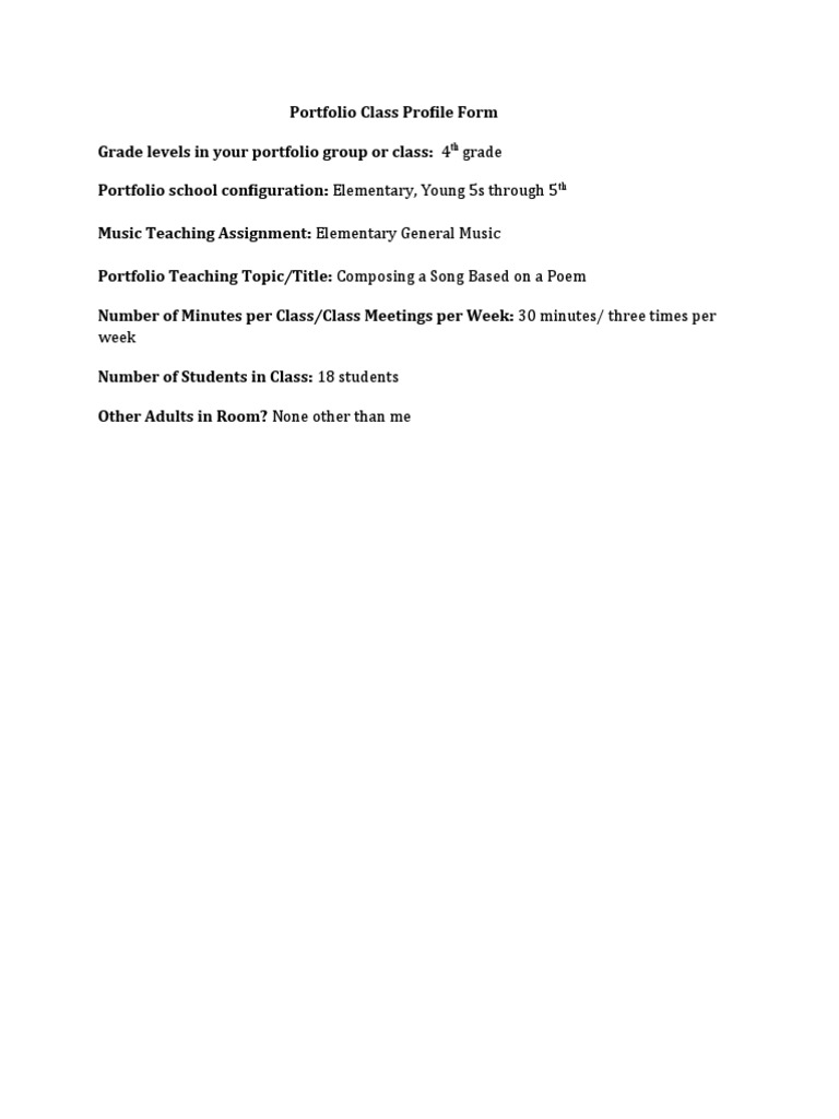 Portfolio Class Profile Form | PDF