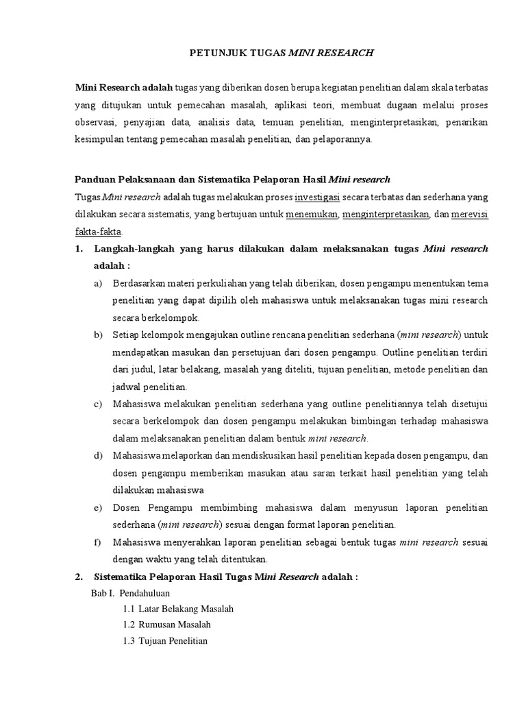Panduan Tugas Mini Research Mahasiswa | PDF | Komputer