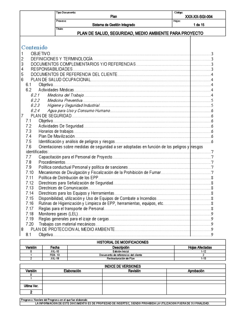 Plan de Salud y Seguridad en Proyectos | PDF | Residuos | Gestión de ...