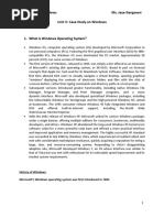 Case Study On Windows Ms. Jaya Gangwani Unit V: Case Study On Windows