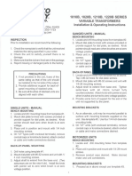 Variable Transformers Installation & Operating Instructions