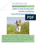 Bus 180 Pups Pals Pet Care Flyer