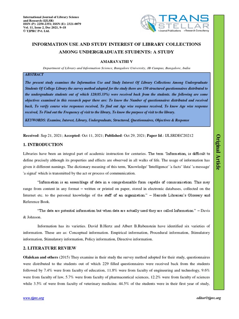 Information Use and Study Interest of Library Collections Among ...