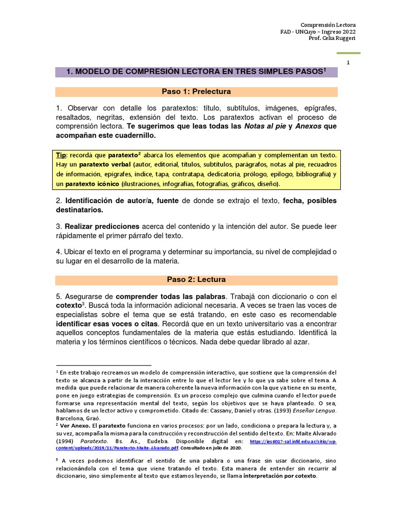 Modelo de Comprensión Lectora | PDF | Comprensión lectora | Teoría de la  argumentación