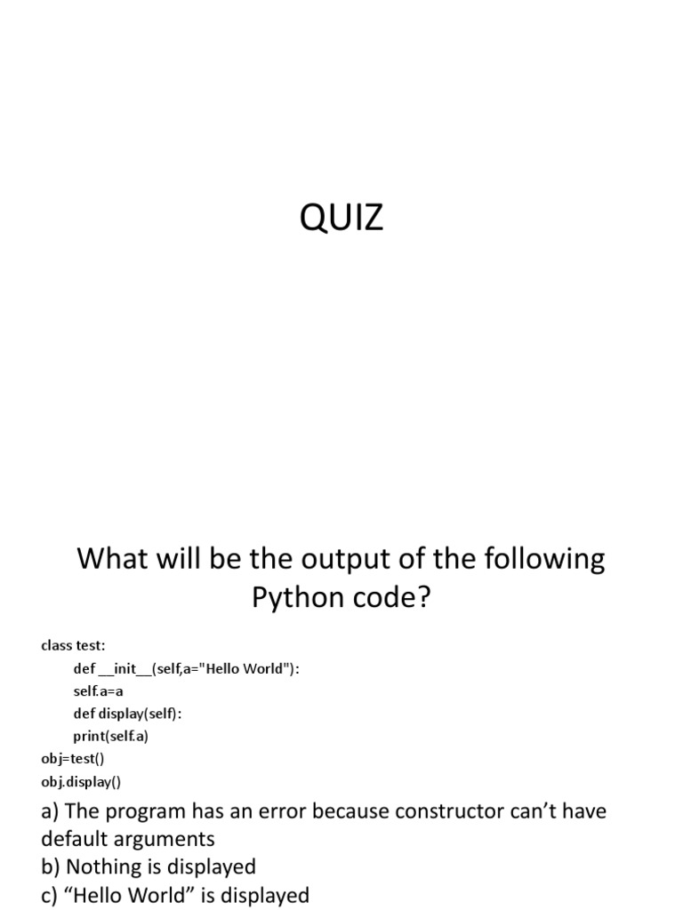 Python Code Output Quiz | PDF | Parameter (Computer Programming ...