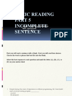 Toeic Reading Incomplete Sentence: Name: Michola Hernanda NIM: 1901031008 Class: 3B El