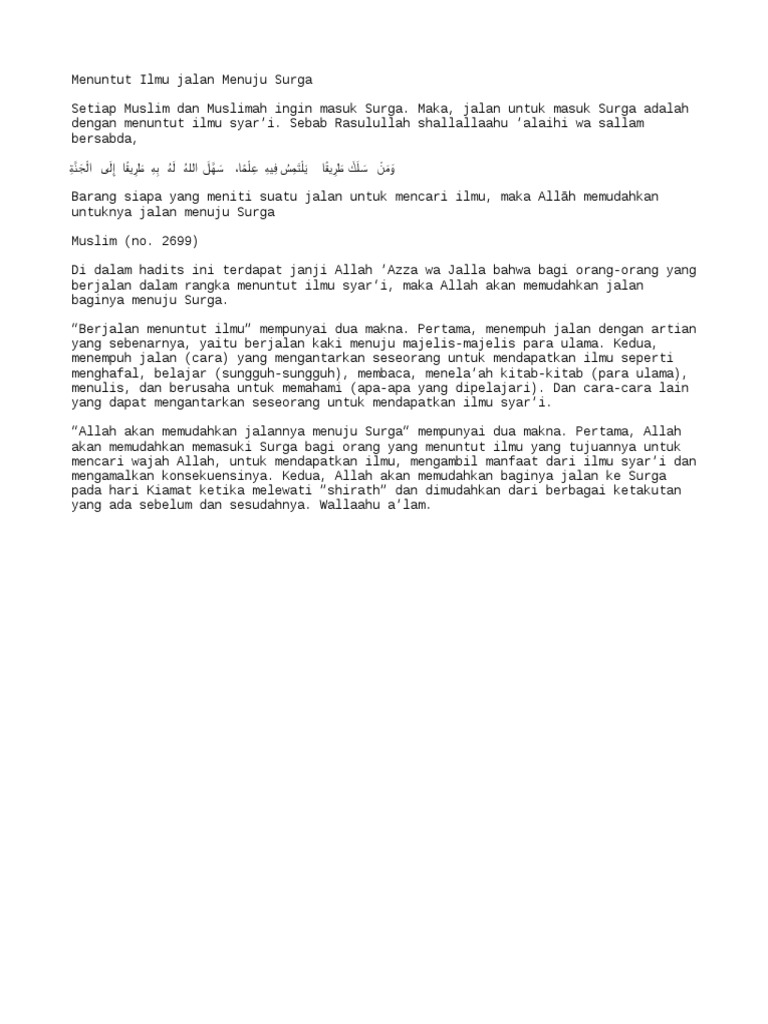 Menuntut Ilmu Jalan Menuju Surga Pdf