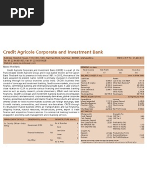 Profile Foreign Banks Credit Agricole Corporate And Investment