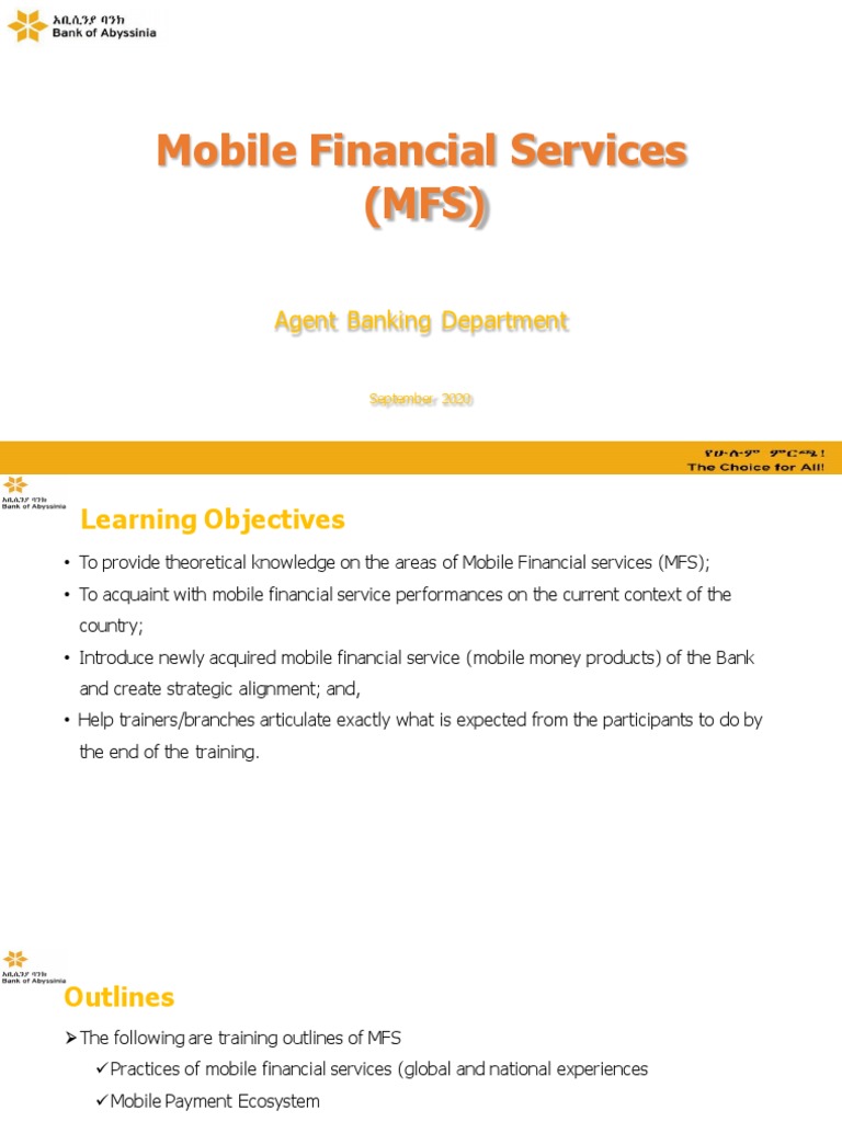 Mobile Financial Services (MFS) : Agent Banking Department | PDF | Qr ...