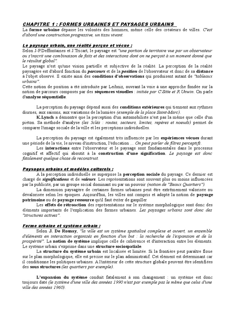 Morphologie et perception urbaine | PDF | Paysage | la perception