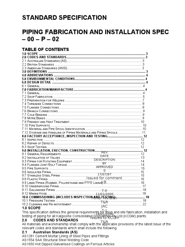 Piping Fabrication and Installation Spec | PDF | Pipe (Fluid Conveyance ...