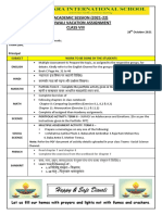 ACADEMIC SESSION (2021-22) Diwali Vacation Assignment Class Viii