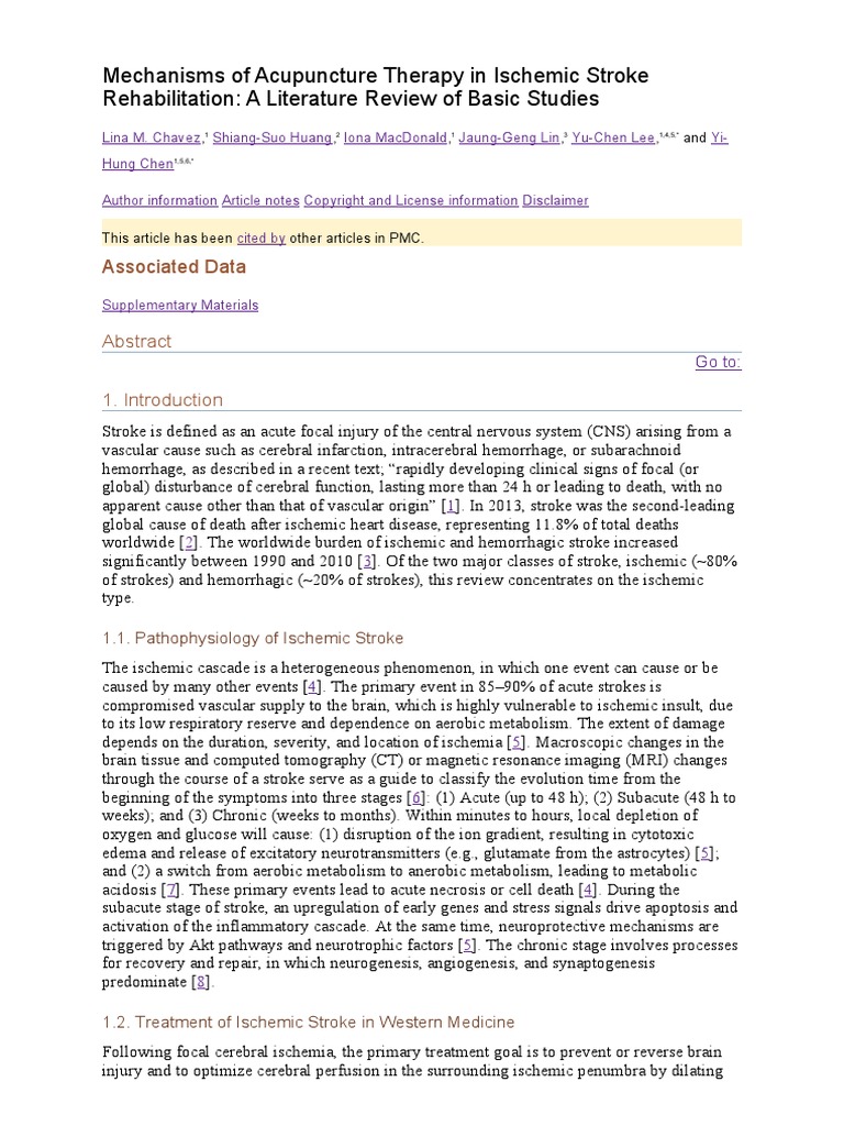 Acupuncture Therapy in Ischemic Stroke Rehabilitation | PDF | Stroke ...