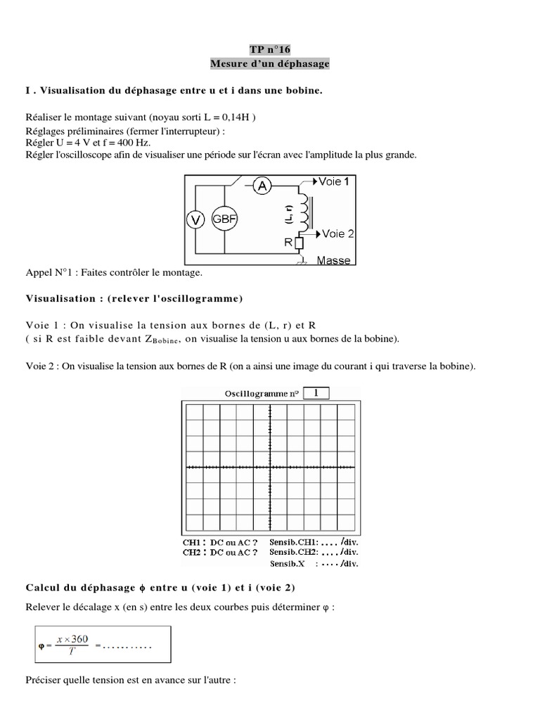 Mesure du déphasage dans un circuit RLC | PDF | Ingénierie électronique ...
