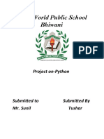 Delhi World Public School Bhiwani: Project On-Python