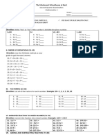 Read The Instructions/Directions Carefully. Use Another Sheet of Paper For Rough Draft Solutions. Use Black or Blue Ballpen Only