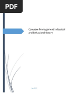 Compare Management's Classical and Behavioral Theory