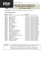 Rhema Bible Training College: 2020-2021 Two Year Ministry Fundamentals Year 1 Program of Study