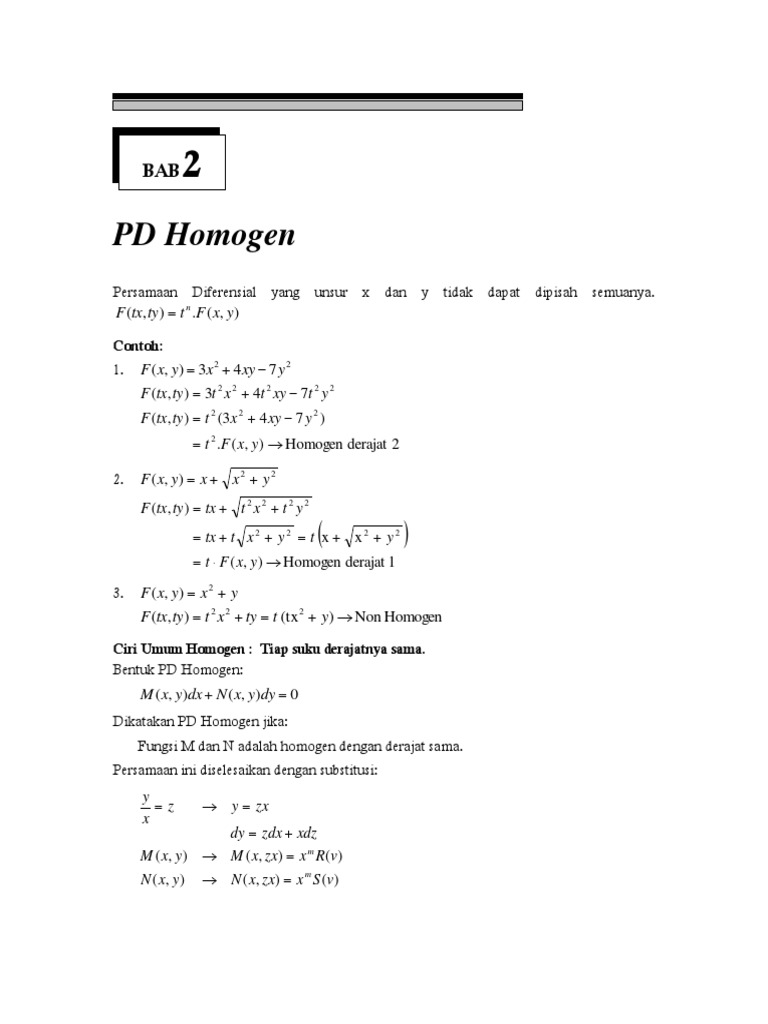 Persamaan Diferensial Homogen | PDF