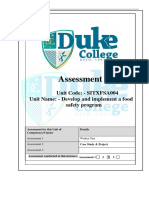 SITXFSA004-Develop and Implement A Food Safety Program - Assessment V2.0