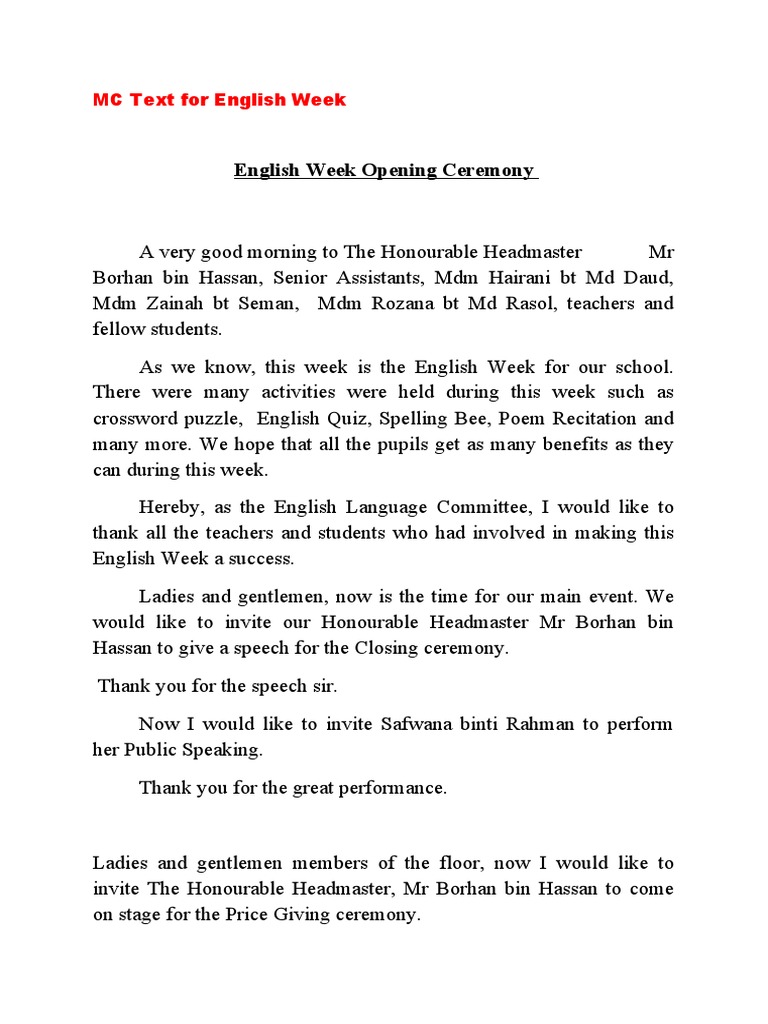 Teks Mc For English Week Pdf